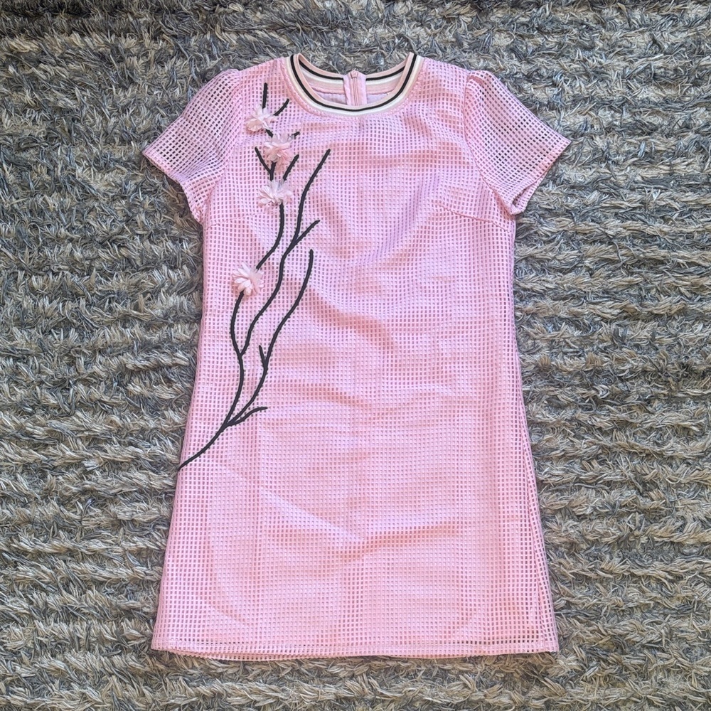 STYLEWE Pink Short Sleeves Midi Dress with 3-D Floral Design Size S New